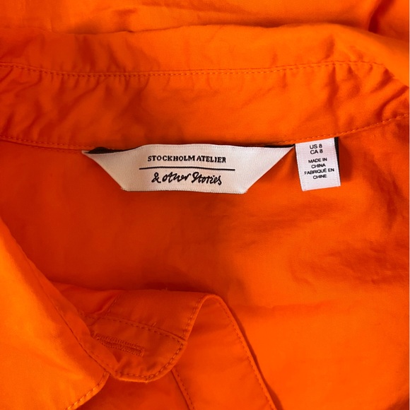 & Other Stories Oversized Button Down Collared Neon Orange
Blouse - Picture 8 of 10